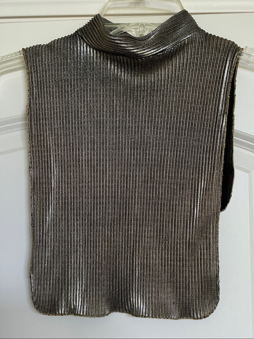 Vintage Sleeveless Gold Metallic Ribbed Mock Neck Dickey